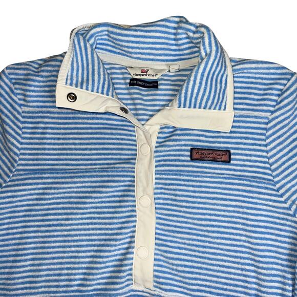 Vineyard Vines blue and white terry cloth striped pullover The Shep Shirt sz SM - Picture 3 of 7